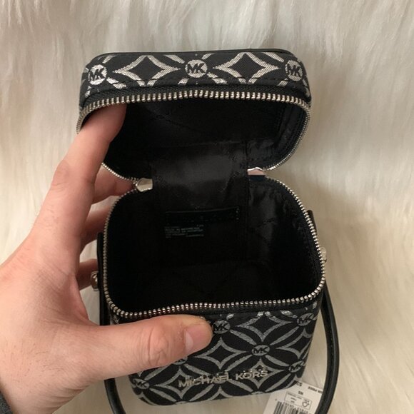 MICHAEL KORS Metallic Floral Extra Small Box Bag in Black/Silver - Picture 4 of 4